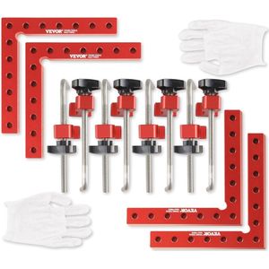 Positioneringsvierkanten 90 graden voor houtbewerking - 4 stuks aluminium haakse klemmen