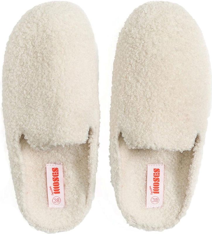 Freedom Moses - Kush - Pantoffel - Wit - Fleece van Gerecycled Polyester, Rubberen Zool