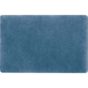 Spirella badkamer vloer kleedje/badmat tapijt - Supersoft - hoogpolig luxe uitvoering - blauw - 40 x 60 cm - Microfiber - Anti slip - Sneldrogend