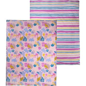 Briljant Baby Dekbedovertrek Jungle Dusk - 120x150 + Sloop 40x60 - Pink