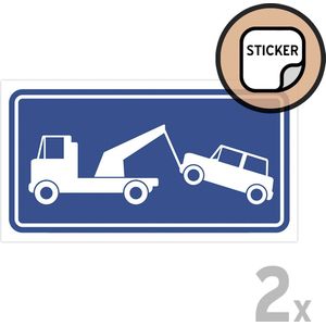 Pictogram/ stickers (2x) | Wegsleepregeling | 20 x 10 cm | Blauw | Geen taal | Sticker | Takelen | 2 stuks
