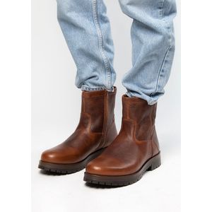 Sacha - Heren - Bruine leren boots met imitatiebont - Maat 40