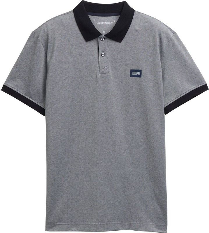 TOM TAILOR - Shirt - Grijs/Zwart - Katoen - Normale Pasvorm - Kwartmouw