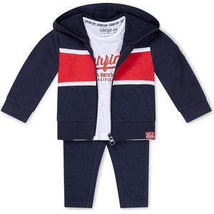Dirkje - Boys 3 pce babysuit trousers Navy + white + red - maat 74