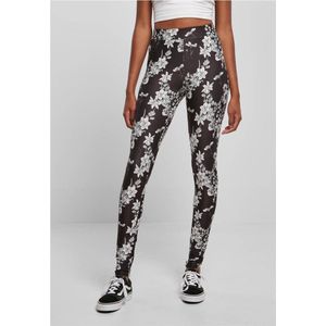 Urban Classics - Soft AOP blackflower Legging - XS - Zwart/Wit