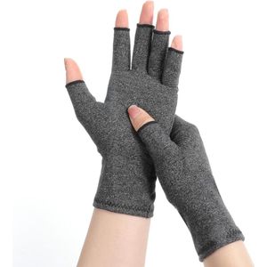 Thelau - Compressiehandschoenen voor Artritis - 2 paar, Verlichting van Pijn bij Reuma, Artrose, Carpaal Tunnelsyndroom - Grijze Vingerloze Gaminghandschoenen