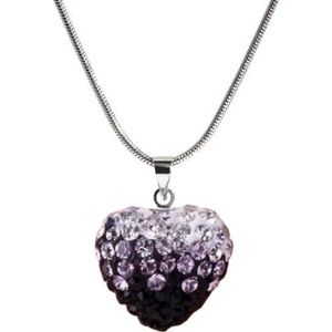 Fako Bijoux® - Ketting- Disco Dots - Hart Duo - Zwart