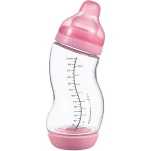 Difrax Glazen Babyfles 310 ml Wide - S-Fles - Anti-Colic - Roze - 1 stuk