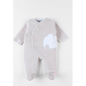 Noukie's - Pyjama - Unie - Velour - Pyjaam Beige - Oliefant - 0 maand 50