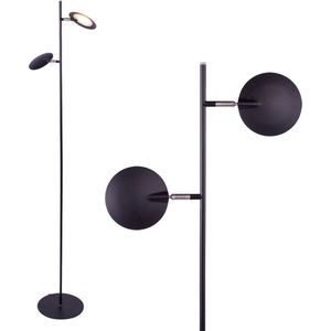 Staande Piana leeslamp | 2 lichts | zwart | metaal | 154 cm | Ø 25 cm voet | vloerlamp | modern design | Freelight | 3 standen dimbaar