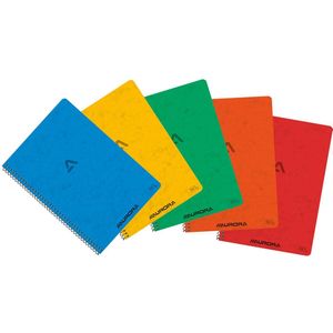 Aurora - MAXI PACK - 10 x Spiraalkarnets ""superglacé"": Formaat A5 - Geruit (5x5mm) - 120 Bladzijden - 80gr schrijfpapier.