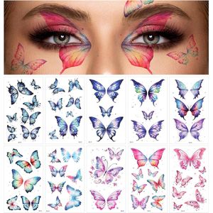 20 vellen tijdelijke Halloween tattoo oogstickers - zwarte spinnenvleermuis waterdichte nep-tatoeages - make-up decoratie voor vrouwen - vlinder - gezichts- en lichaamsfee .