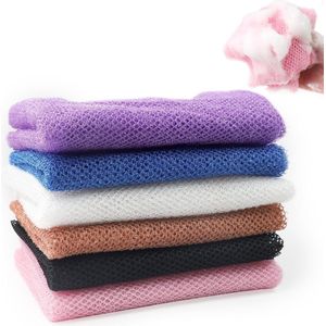 Verpakking van 6 Netto badhanddoek, nylon rubberen achterkant, diepe reiniging, netspons, spons-schrobnet, badhanddoek voor lichaamswas, spons met lange mazen voor mannen en vrouwen - 30*80cm