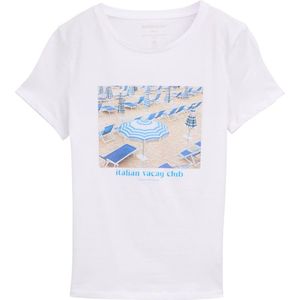 TOM TAILOR DENIM - Shirt - Gemengde Kleuren - Ronde Hals - Kwartmouw