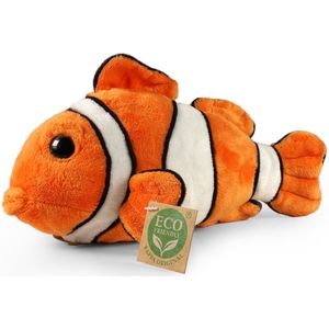 Rappa ECO knuffel clown vis / Nemo 25 cm - realistische knuffel van recyclede PET flessen - oranje, wit