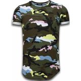 Known Camouflage T-shirt - Long Fit Shirt Army - Pink