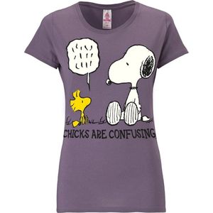 Logoshirt Vrouwen T-shirt Snoopy - Peanuts - Chicks Are Confusing - Shirt met ronde hals van Logoshirt - donkergrijs