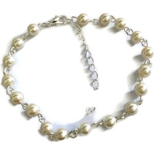 Petra's Sieradenwereld - Enkelbandje parel wit