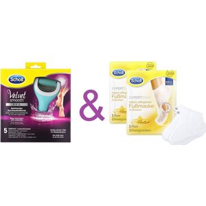 Scholl Velvet Smooth elektrische + 2 Stuks Scholl EXPERTCARE intensief voedend voetmasker met 3 waardevolle oliën - Eeltsokken-Scholl- Eeltvijl - Eelt sokken - Scholl Velvet Verwijdert op een effectieve en gemakkelijke manier.