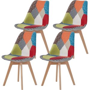 Mima® Eetkamerstoelen set van 4 - Eetkamer Stoelen - Multicolor- Keukenstoelen- Wachtkamer stoelen- Modern- Urban