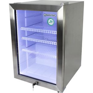 Gastro-Cool KW65 - Mini koelkast met glazen deur 62 Liter - RVS/RVS/Wit 204801
