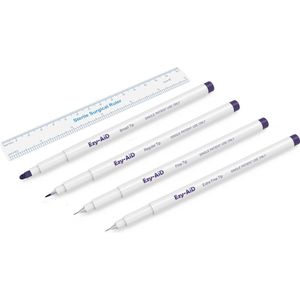 Ezy-Aid Dunne Tattoo stift Huid Marker - Chirurgische huidmarker met liniaal - 10 stuks - 0.5mm punt