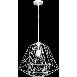 Industriële Draadlamp Kooi - Metaal - Hanglamp - Ø 28 cm - Wit