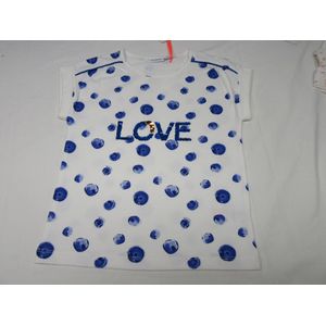 Noukie's , meisje , t-shirt korte mouw , creme met blauw , 6 jaar  116