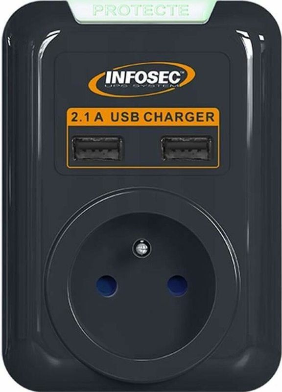 Protection from surges INFOSEC S1 USB NEO Black