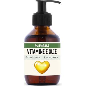 Puturals Vitamine E Olie 100% Natuurlijk - 150ml - Tocoferol 70% - Vitamine E Olie voor Gezicht, Huid en Haar - Puur en Vegan