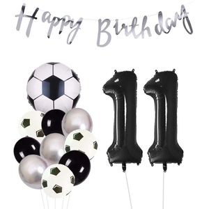 Cijfer Ballon 11 | Snoes Champions Voetbal Plus - Ballonnen Pakket | Zilver en Zwart
