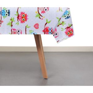 Raved Tafelzeil Uilen  140 cm x  290 cm - Grijs - PVC - Afwasbaar