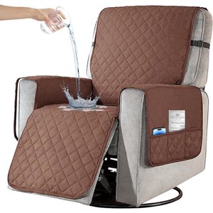 Fauteuilbeschermer voor relaxstoel, stoelbeschermer voor televisiestoel, antislip, bankovertrek, waterdicht met tas, 1-zits, zetelbeschermer voor huisdieren en kinderen, 63,5 cm breed