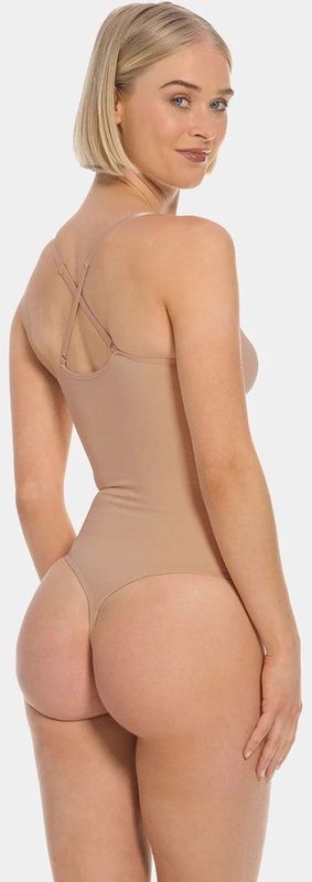 Magic corrigerende String Body - Thong body - Shapewear correctie bodysuit - S - Beige