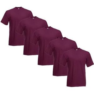 Fruit of the Loom - 5 stuks Valueweight T-shirts Ronde Hals - Burgundy - 3XL