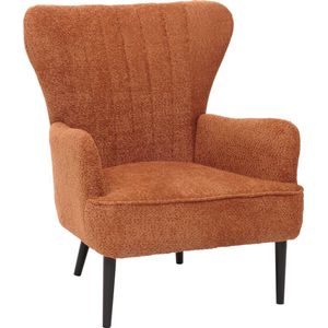 Loungestoel MCW-K37, cocktail/oor fauteuil gestoffeerde stoel retro vintage stof chenille (500g/m²) Oeko-Tex ~ oranje