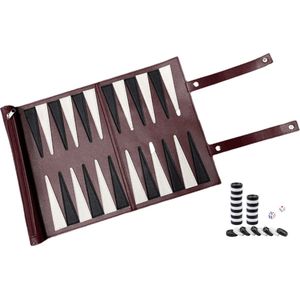 Shagam - Backgammon Set - Met stenen/schijven - Oprolbaar - Opvouwbaar - Reisset - Rol - Leer - Backgammon koffer