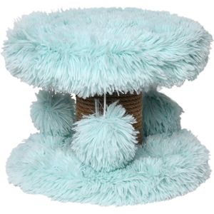 Topmast Krabpaal Fluffy Lycia - Lichtblauw - 25 x 25 x 20 cm - Made in EU - Krabpaal voor Kittens - Met Kattenspeeltjes - Sterk Sisal Touw - Mini Krabpaal