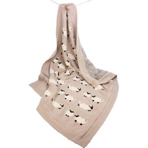 Babydeken gebreid Schaap 100%katoen/vulling polyester 80x100
