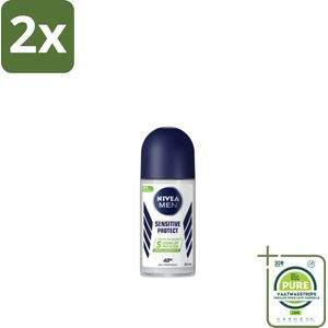 Nivea - Men - Deodorant - Roller - Sensitive Protect - 50 ml - Voordeelverpakking - 2 stuks - Gevoelige huid - Deodorant roller