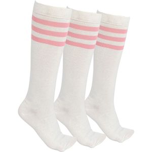 LIEVE SOKKEN kniekousen voor dames – Maat 37-41 – 3 x wit-roze – Set van 3 – Zacht, elastisch, ademend en duurzaam