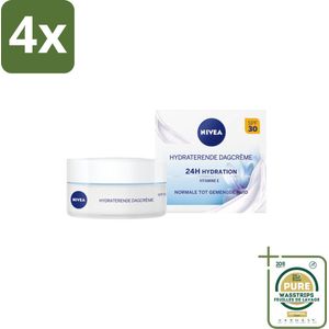 NIVEA - Essentials Dagcrème - Hydraterende Gezichtscrème - Normale tot gemengde huid - SPF 30 - Met Vitamine E & Lotusextract - 50 ml - Voordeelverpakking - 4 stuks - Dagcrème voor normale huid - Dagcrème met SPF