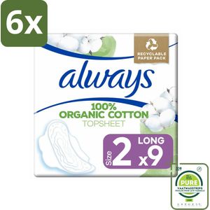 Always - Maandverband - Long - Cotton Protection - Met Vleugels - 9 Maandverband - Voordeelverpakking - 6 stuks - Maandverband - Maandverband katoen