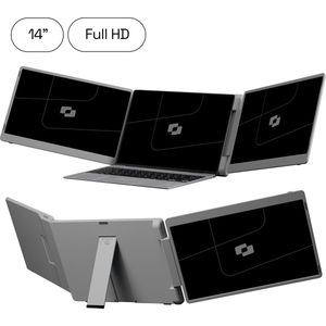 Screenmate® Flip 14” - Portable Monitor - Inclusief Beschermhoes - Draagbaar Beeldscherm - Draagbare Monitor - Full HD - IPS - Grijs