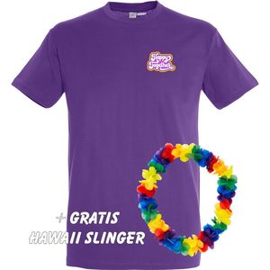 T-shirt Happy Together Regenboog klein | Love for all | Gay pride | Regenboog LHBTI | Paars | maat 4XL