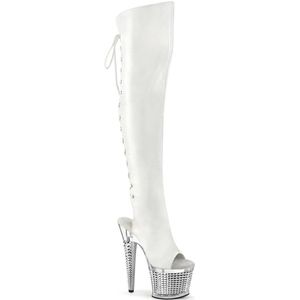 Pleaser - SPECTATOR-3019 Plateau Overknee Laarzen - US 8 - 38 Shoes - Wit