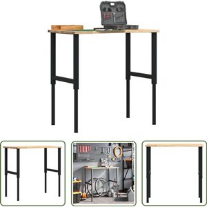 The Living Store Werkbank 100x60x(71,5-98) cm massief eikenhout - Werkbank - Eikenhouten Werkbank - Houten Werkbank - DIY Werkbank - Klusbank