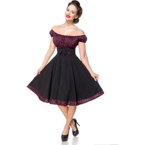 Belsira - Strapless Swing jurk - L - Zwart/Rood