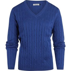 Steppin' Out Kabeltrui Dames V-hals Kobaltblauw - Maat L - Heren - Pullovers