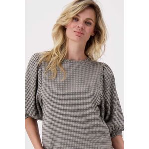 Zusss Geruite Top Met Pofmouw Bruin